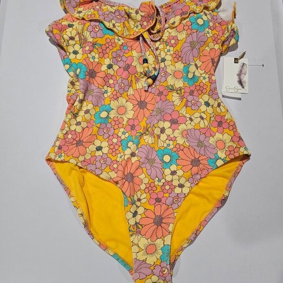 Jessica Simpson Floral Rendevous Ruffled-Neck Swimsuit - Picture 5 of 13